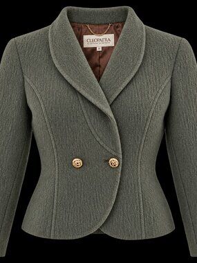 Vintage Cleopatra Green Wool Blend Blazer Jacket Gold Buttons Size 6